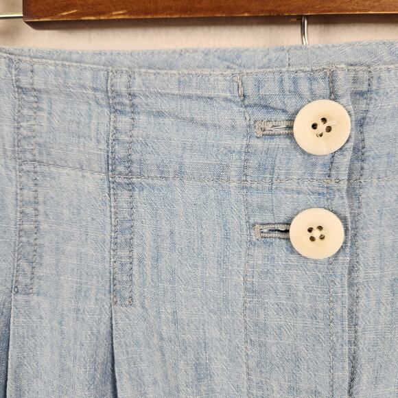 Madewell Chambray Patio Button Front Midi Skirt Size 2 Blue Solid Cotton EUC - Picture 5 of 13